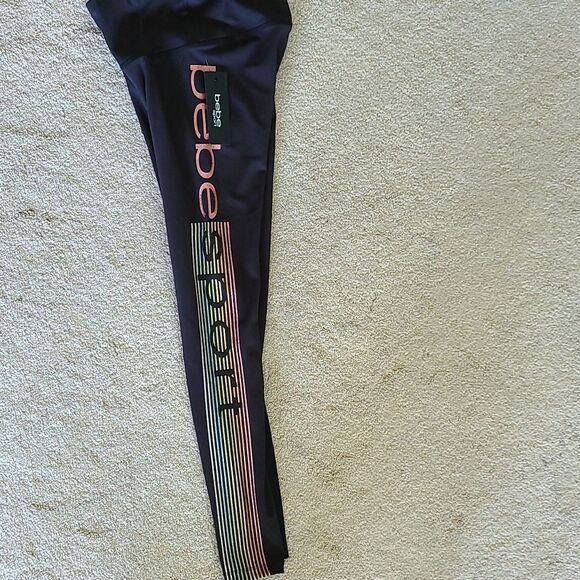 BEBE Sport Logo Stripe Glitter Leggings - Picture 2 of 4